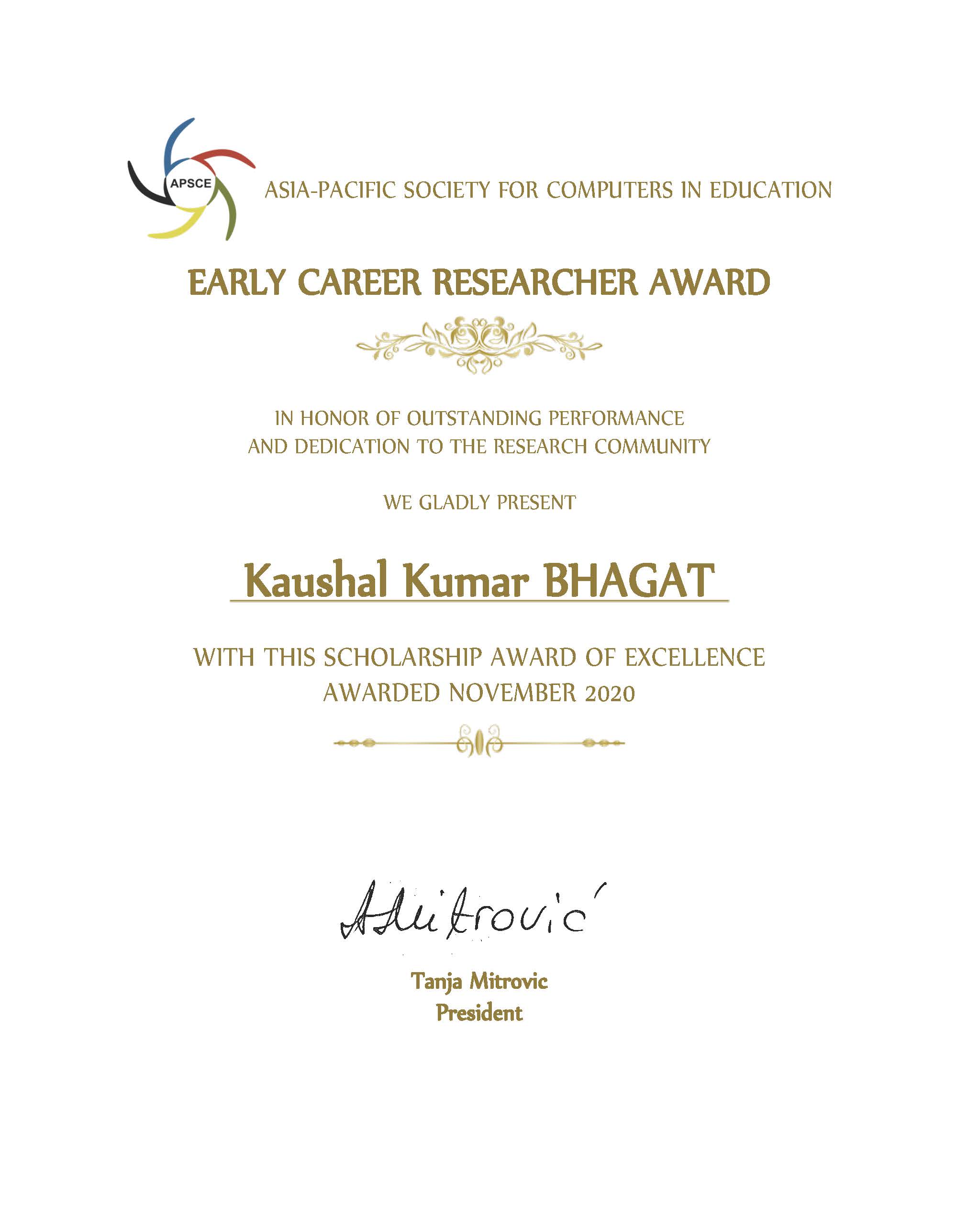 APSCE Early Career Researcher Award