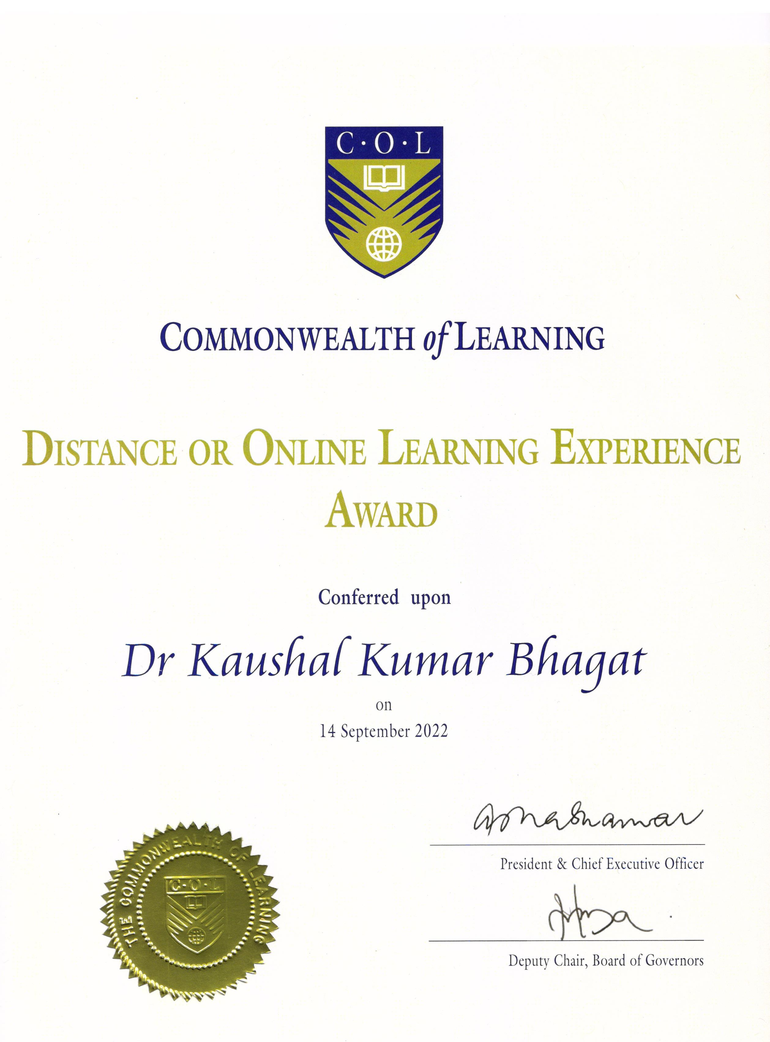 Excellence in Distance Education Award (EDEA)
